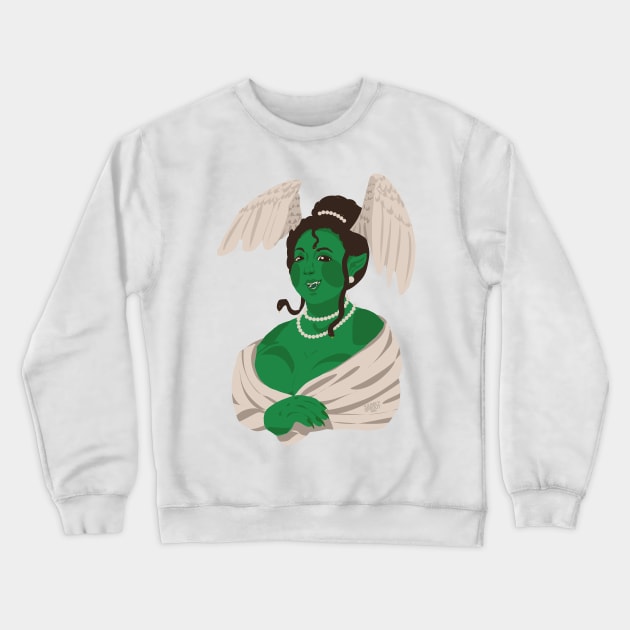 Alt Medusa's Smile - Lineless Winged Gorgon Medusa Portrait Crewneck Sweatshirt by JunkSprout